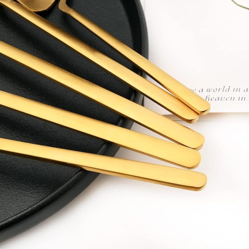 4-Pieces Hangable & Cute Stainless Steel Flatware Set, Matte Cutlery Set Kitchen Dinnerware Include Knife/Fork/Spoon/Teaspoon — image 3