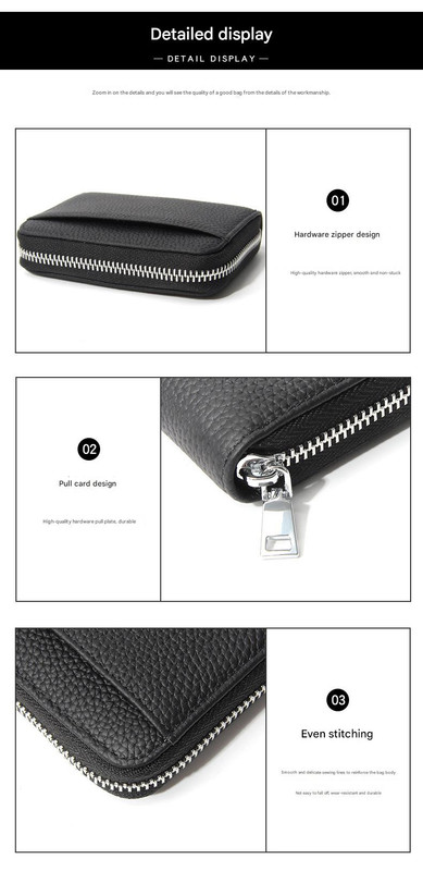Genuine Leather RFID Blocking Accordion Card Holder & Coin Purse - Large Capacity Zip Wallet(red) โ image 5