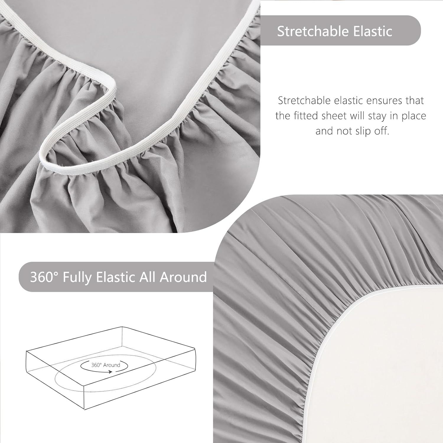 Hotel Soft Bed Sheet Set- Bedding Sheets & Pillowcases -Breathable Bedding - Wrinkle, Fade, Stain Resistant-Deep Pocket Flat Fitted Bed Sheet — image 6