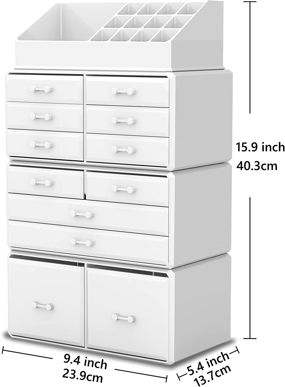 Makeup Cosmetic Organizer Storage with 12 Drawers Display Boxes (White) โ image 3