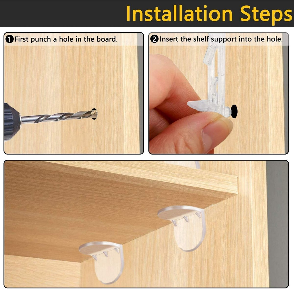 Support nails - 20 plastic shelf support nails with snap closure - 6 mm shelf nails - self-locking bracket clips - transparent shelf nails - suitable for — image 4