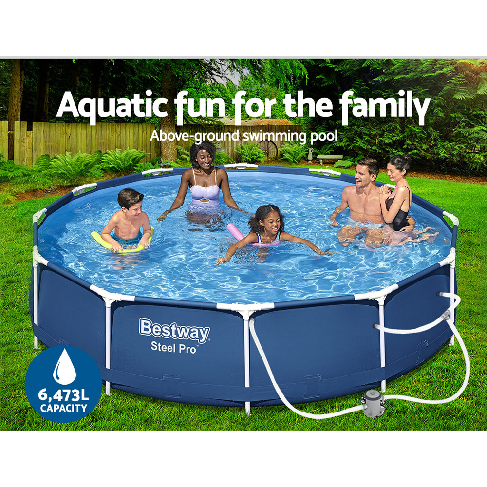 Bestway Swimming Pool 366x76cm Steel Frame Round Above Ground Pools w/ Filter Pump 6473L โ image 5