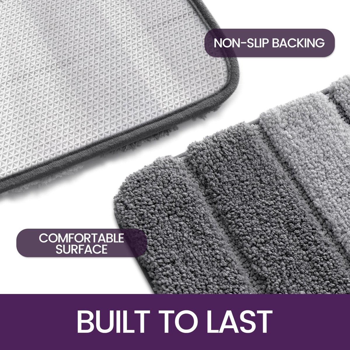 Living room carpet - Bathroom carpet - Non-slip bath mat - 40 × 60 cm - Absorbent underlay - Machine-washable carpet with soft water microfiber - Suitable for — image 4