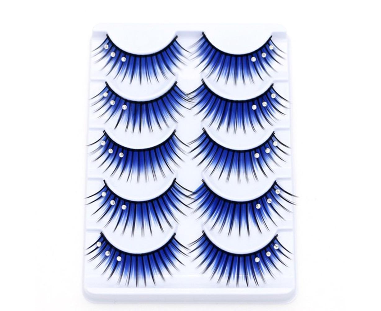 5 Pairs Dual Colors Glitter Rhinestones Artificial Eyelash Party Makeup Tool — image 2