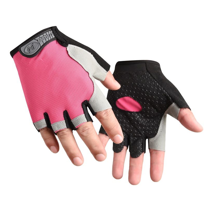 Gym Gloves Half Finger Breathable Anti-Slip Fitness Workout Training Gloves with Palm Padding for Weightlifting Cycling - Pink S