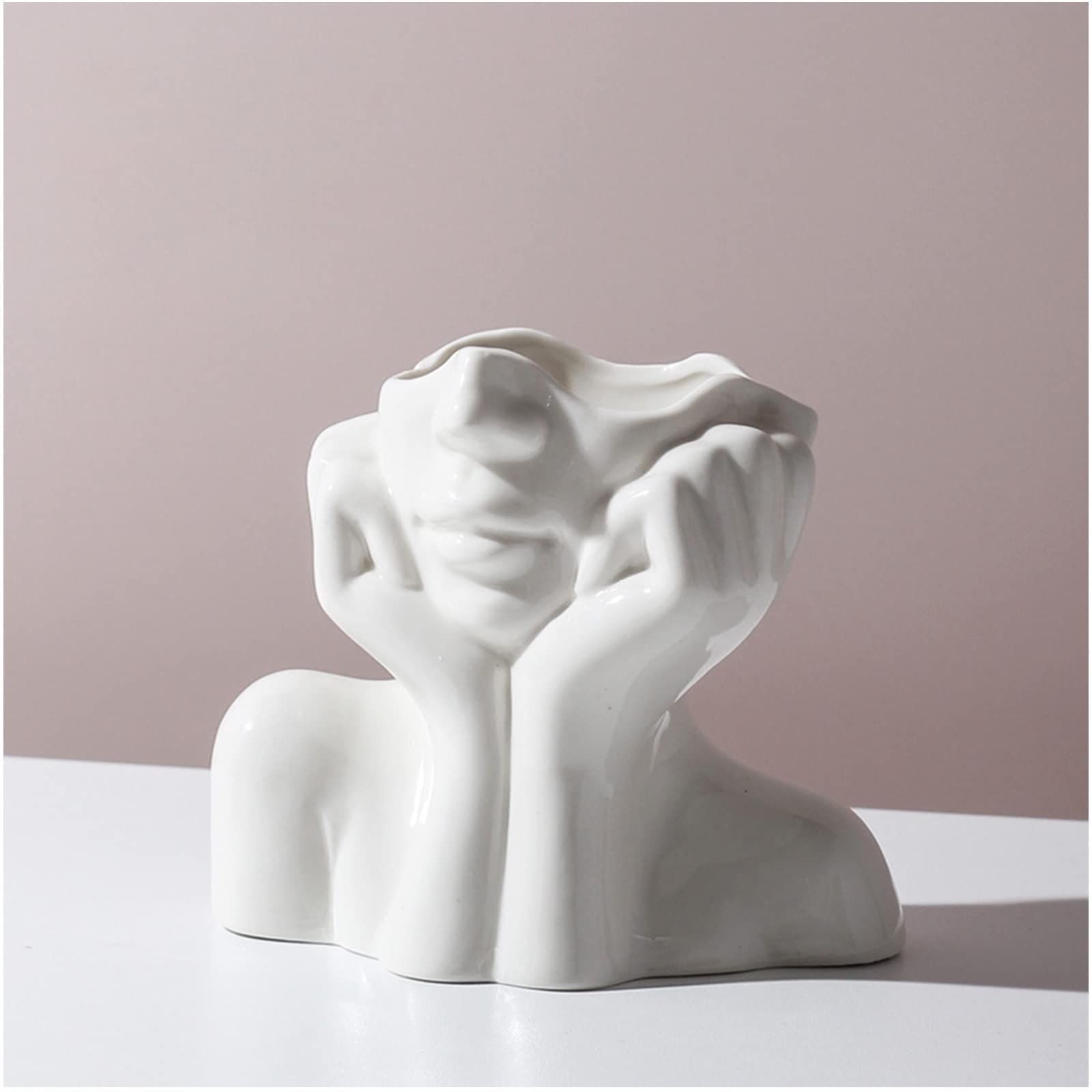 Female Form Ceramic Body Face Art Vase Ideal For Home Office Bookshelf Table Shelf Décor Modern Farmhouse