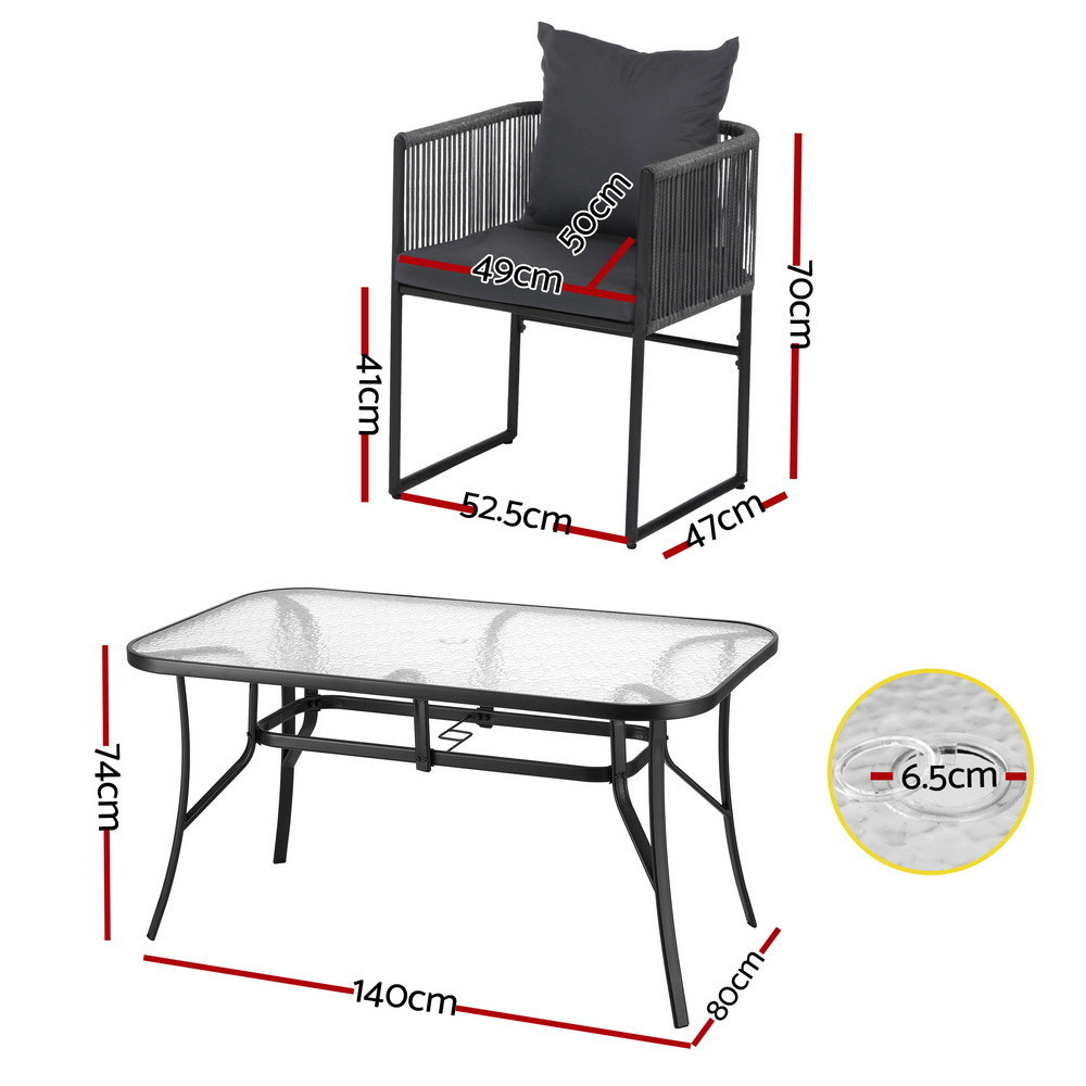 Gardeon 5PC Outdoor Dining Set Table and Chairs Patio Furniture Garden Bistro Set Black — image 2
