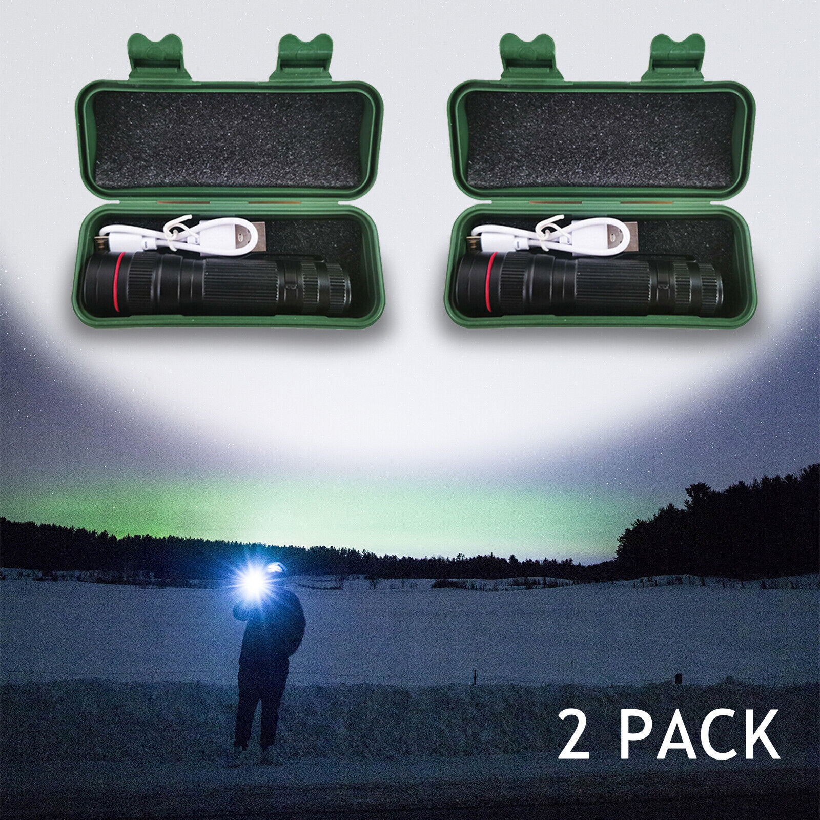 2x Mini Tactical Flashlight Small LED Torch 3 Mode Super Bright Light Clip Lamp — image 2