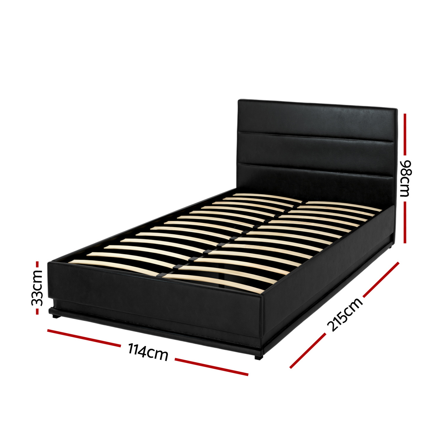 Artiss Bed Frame King Single Size LED Gas Lift Black LUMI โ image 3