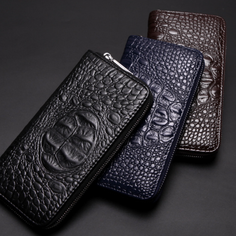 Brown Men's Luxury Crocodile Embossed PU Leather Briefcase(39 x 8 x 28 CM) With FREE Crocodile Wallet - Dual-Zip Business Shoulder/Crossbody Laptop Bag (Fits — image 3