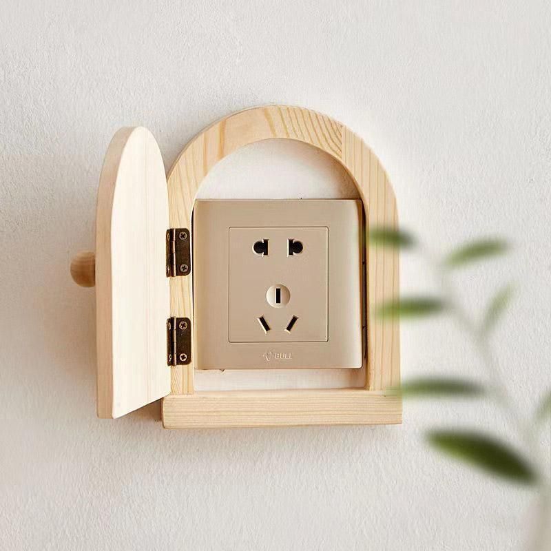 Solid Wood Wall Switch Protector Cover Socket Decorative Frame Masking Cover - Natural Wood — image 5