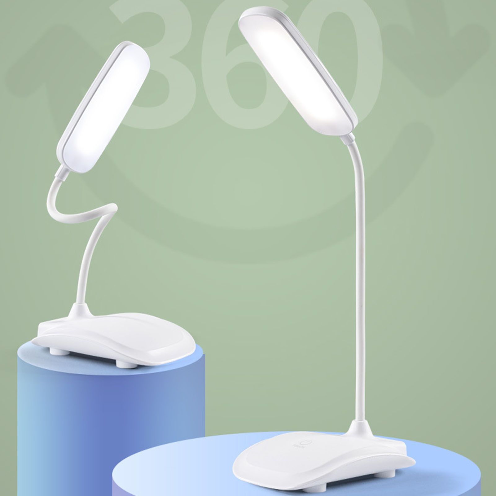 LED Desk Lamp Touch Control Three Level Color Temperature Stepless Dimming USB Charging Table Lamp White โ image 5