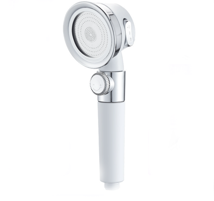 Large Pressurized Handheld Shower Head, Three-stage Water Stop Shower Head (White Without Vibrating Head (No Filter Cotton))