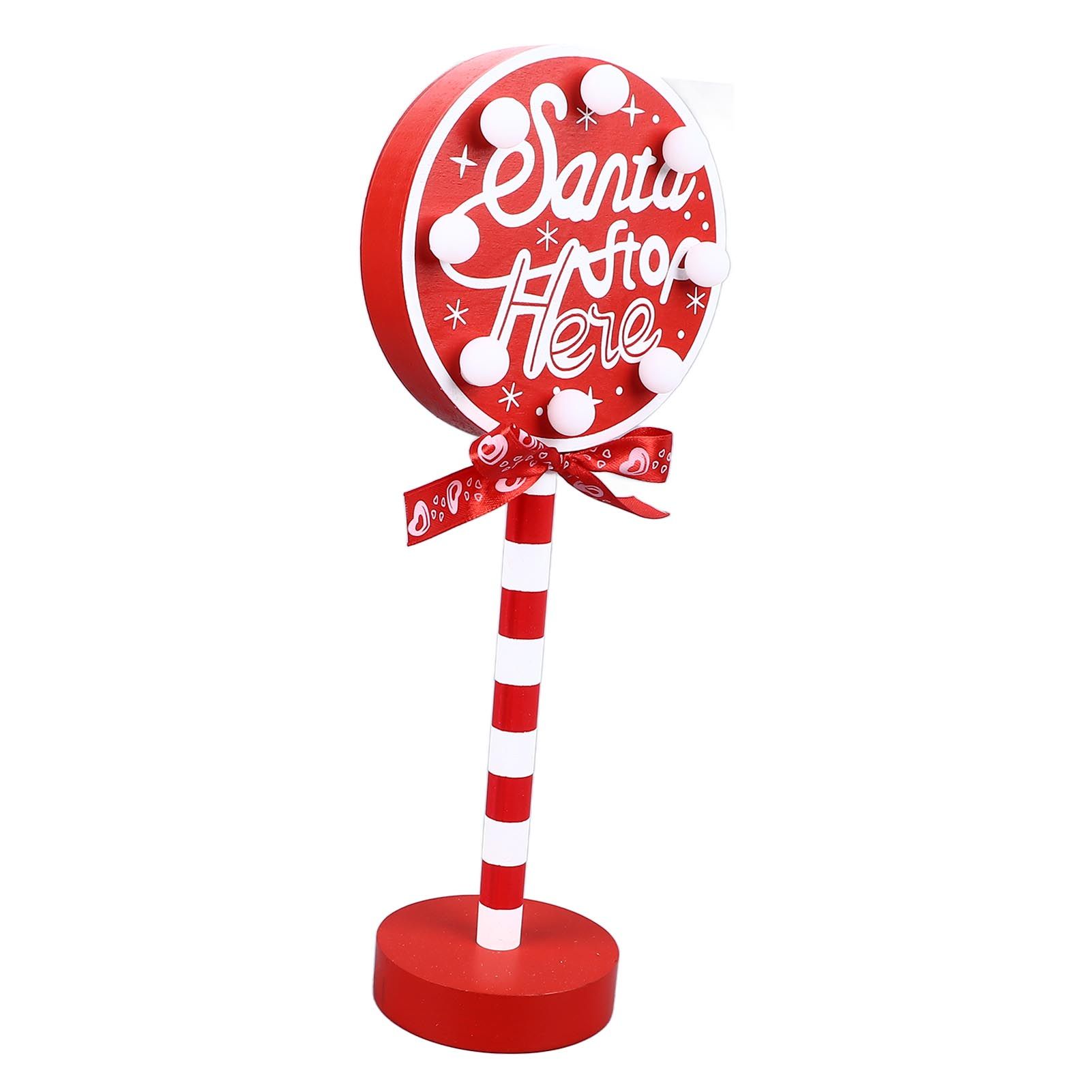 Christmas Stop Here Decor Metal Solid Wood LED Delicate Santa Stop Here Tree Topper for Christmas Party Round 12 × 8 × 30.5cm — image 3
