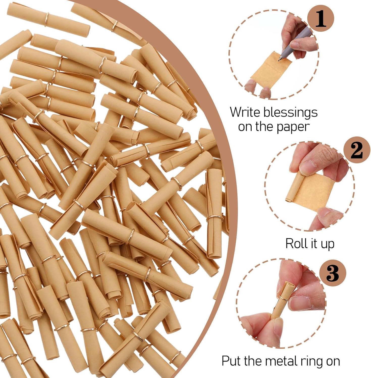 100 Pieces Scroll Paper Mini Message in a Bottles Parchment Paper for Writing Wishes Write Messages Birthdays Anniversaries Celebrations Valentine Wish Bottles — image 2