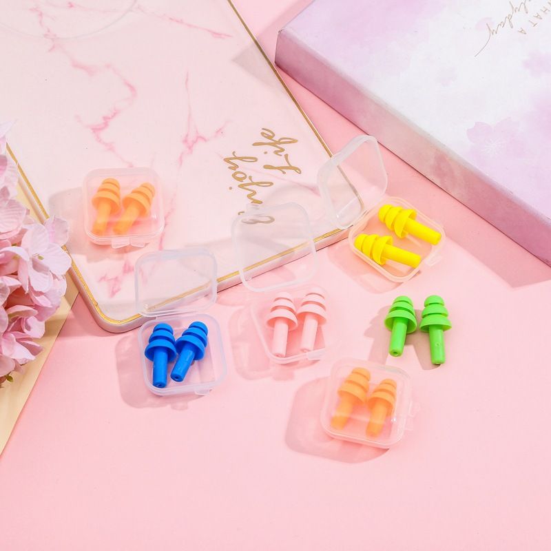 10pc Swimming Earplugs Silicone Noise Cancelling Ear Plugs Reusable Waterproof Earplugs with Case for Swimming and Sleeping β image 2