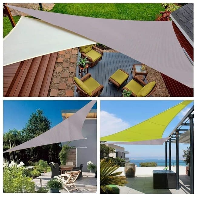 3.6x3.6x3.6m Waterproof Outdoor Triangular Sun Sail UV Protective Shade Net for Camping Garden Terrace and Pool, Light Gray — image 3