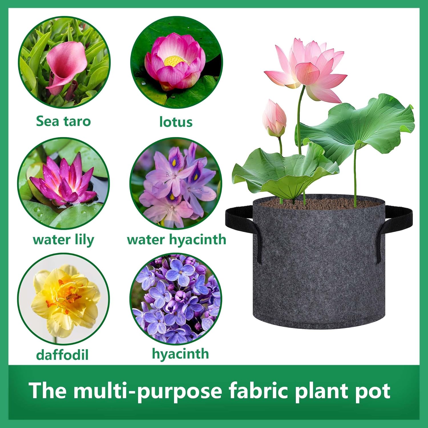 12 Pack Aquatic Plant Pots for Pond, Reusable Fabric Aquatic Plant Pots, Breathable Pond Plant Basket Grow Bags with Handles for Aquatic Plants, Bog Plant — image 5