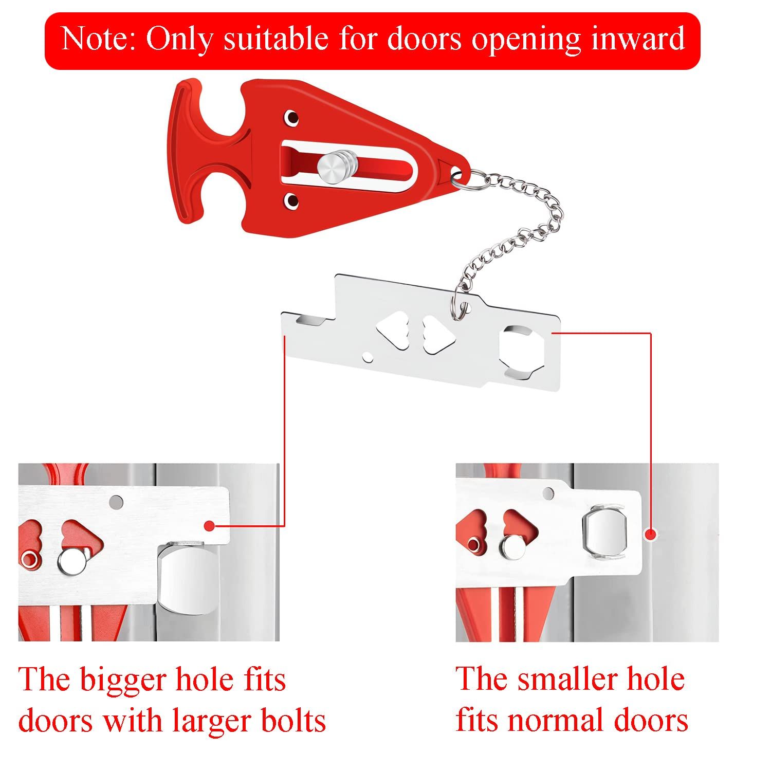 Portable Door Lock for Hotel Home Apartment, Door Blocker Security No Drill Door Lock for Privacy and Safety Portable Safety Locks โ image 3