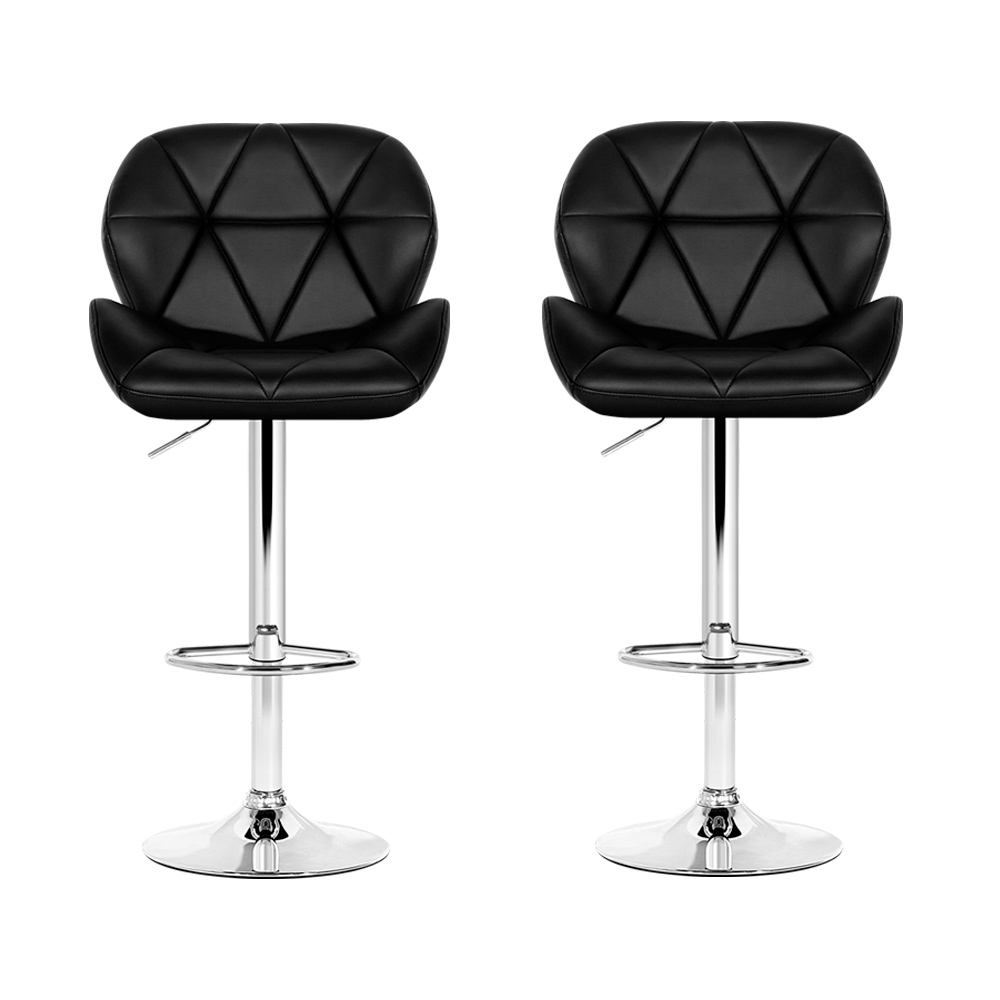 Artiss 2x Bar Stools Gas Lift Padded Leather Black — image 3