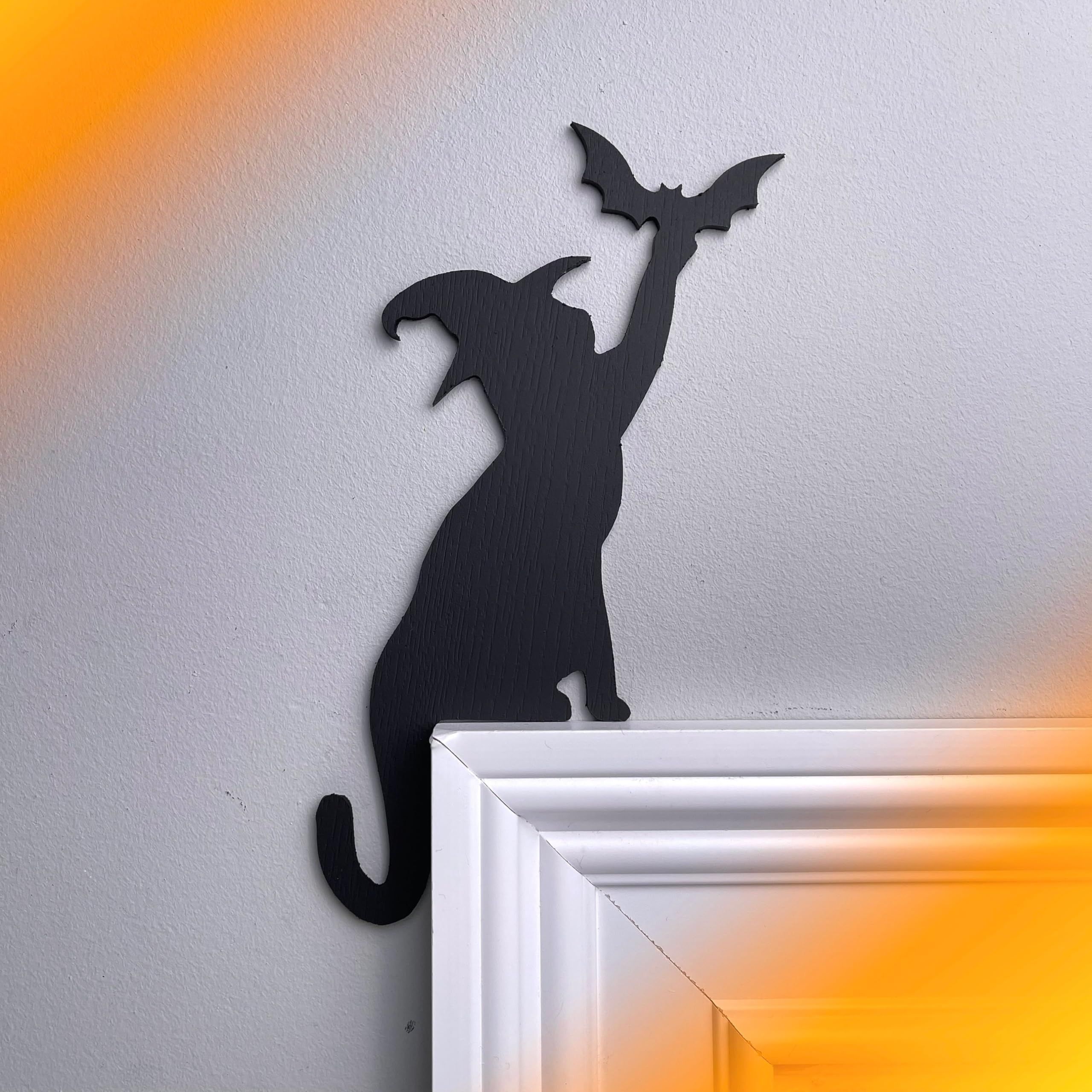 Halloween Decoration Halloween Door Corner Cat Metal Logo Larger Halloween Cat Silhouette Hanging Halloween Decoration — image 5
