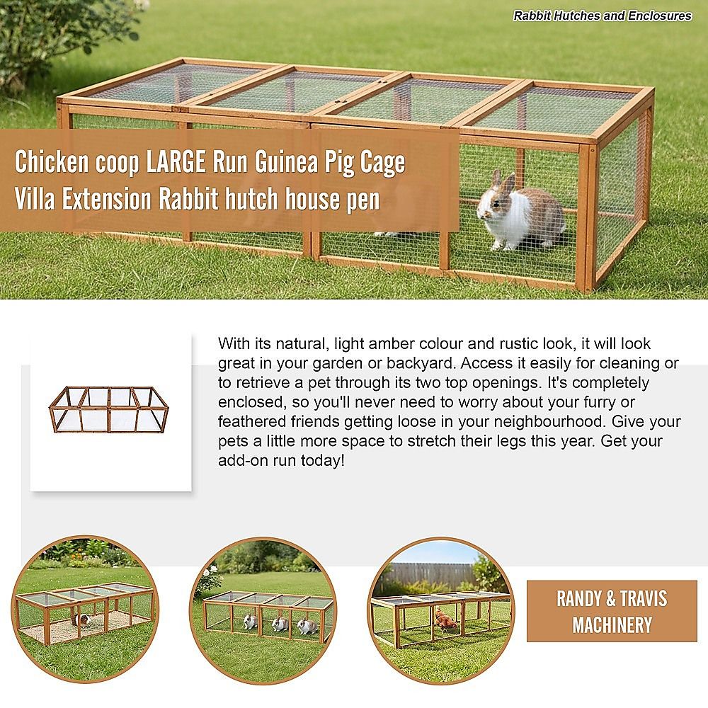 Chicken coop LARGE Run Guinea Pig Cage Villa Extension Rabbit hutch house pen — image 6