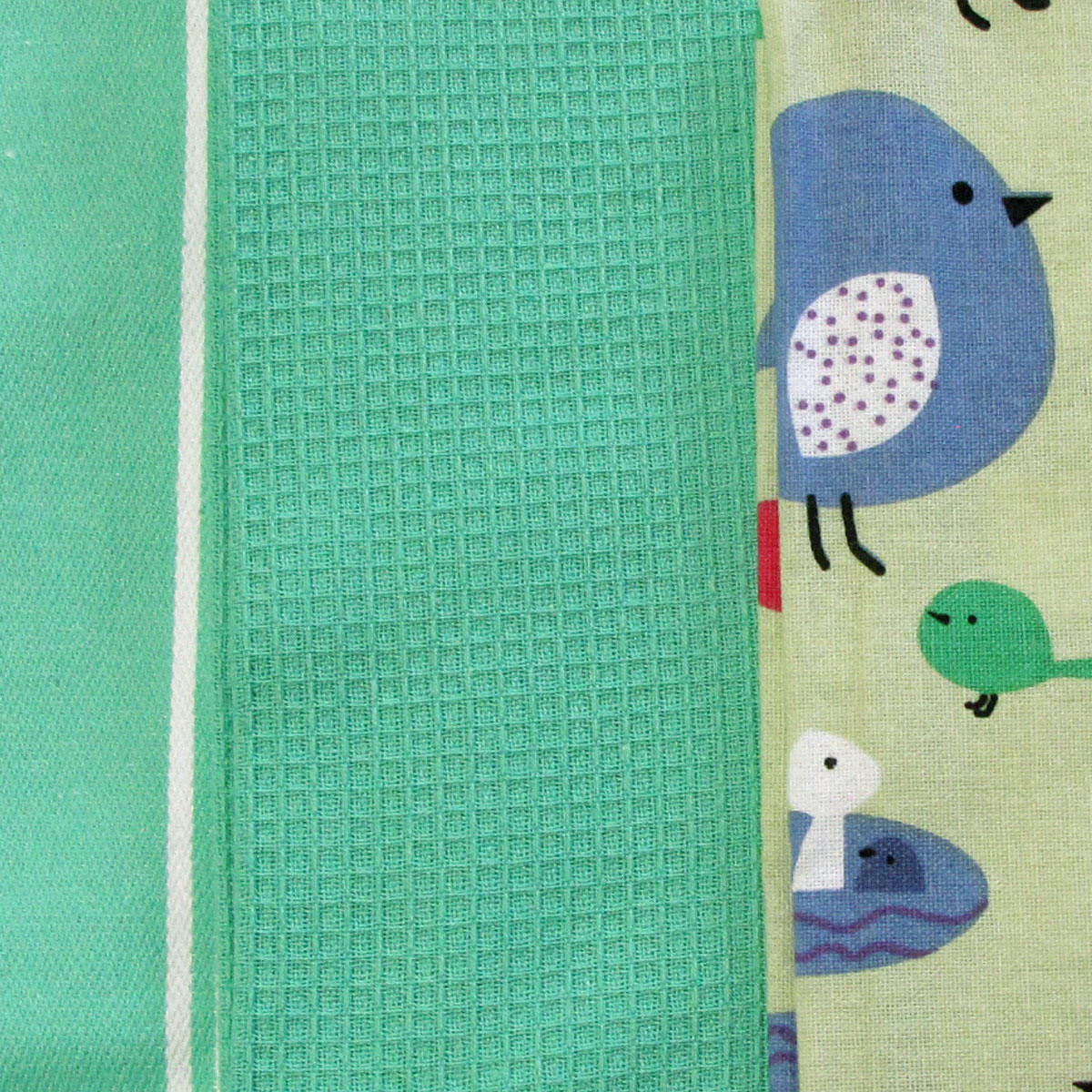 Home Oasis Set of 3 Printed Cotton Rich Tea Towels 50 x 70 cm Birdie Mint — image 3