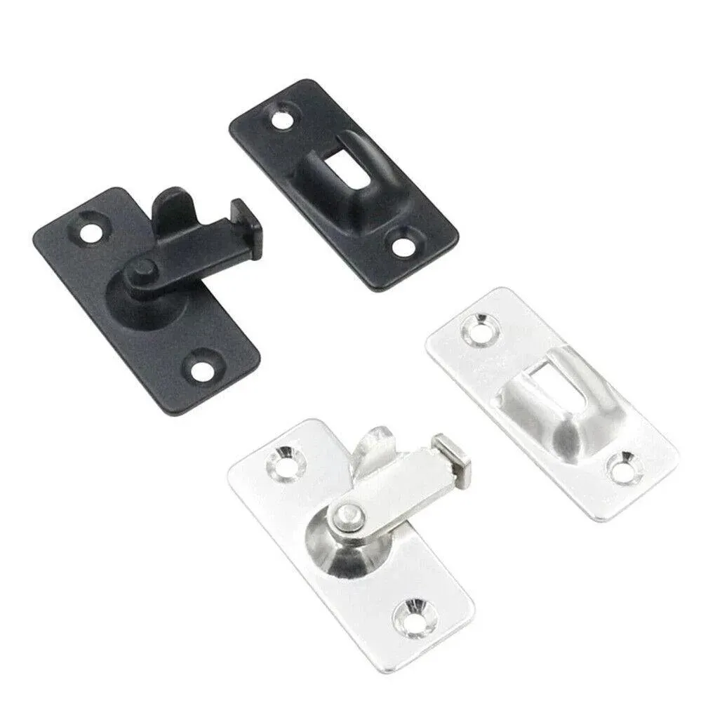 90 Degree Sliding Door Lock Hasp - Stainless Steel Corner Latch - Black-2PCS — image 3