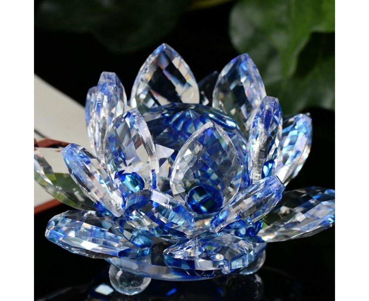 Artificial Crystal Lotus Buddhism Ornament Feng Shui Home Decor Collection Gift-Pink — image 6