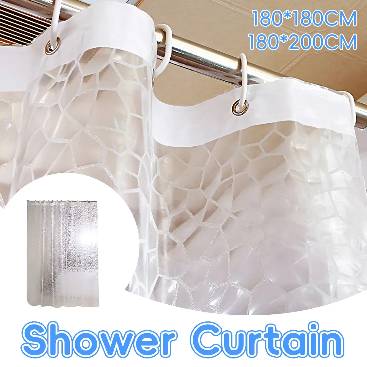 Waterproof Bath Curtain PEVA Fabric Mould Resistant for Bathroom — image 2