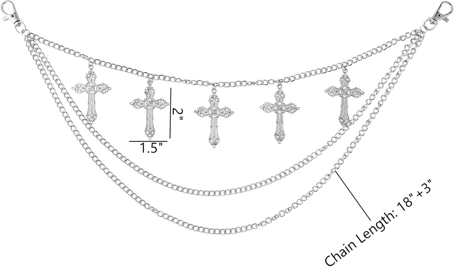 Punk Pants Chain - Multi Stacked Layering Cross Charm Chain for Women Men, Gothic Hip Hop Pocket Accessories — image 5