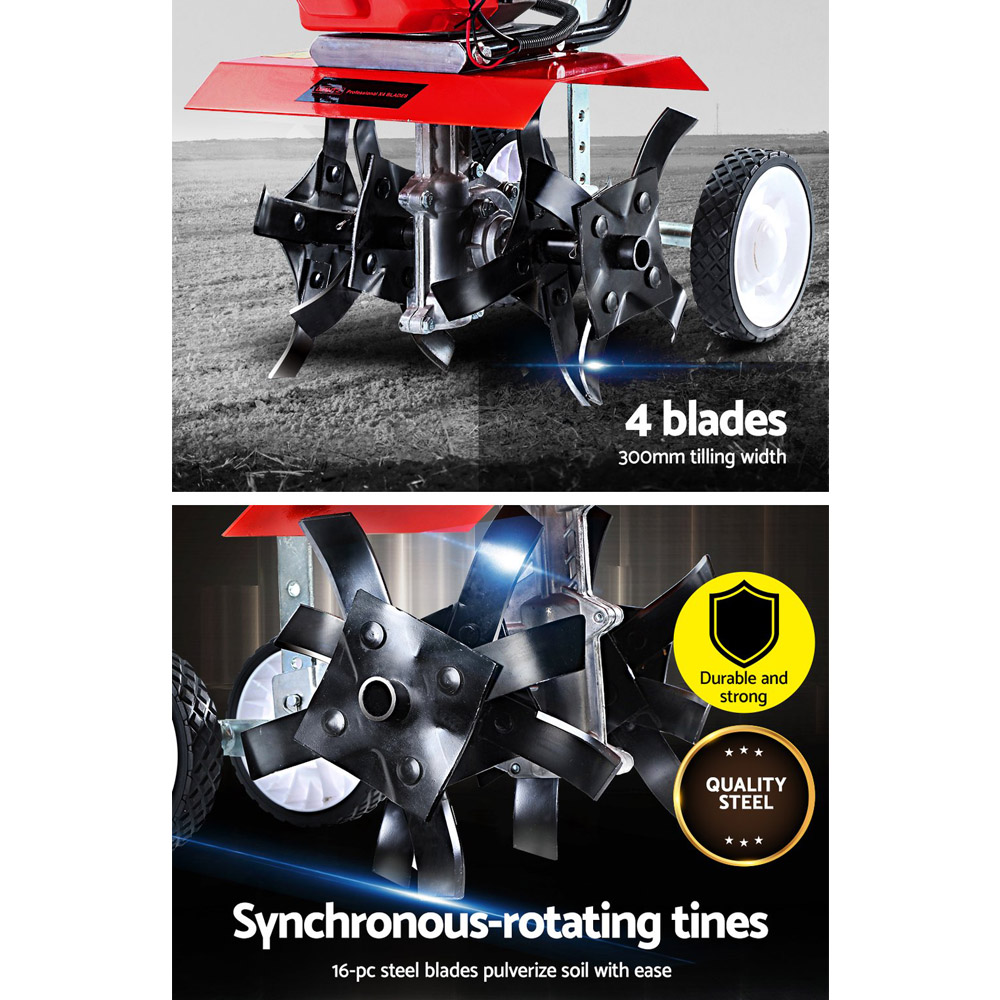 Giantz 65CC Tiller Rototiller Garden Cultivator 4 Blades Soil Power Rotary Hoe โ image 5