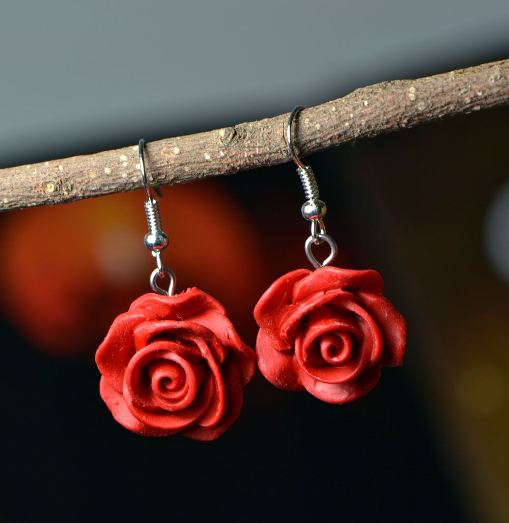Red Rose Flower Earrings Ring Vintage Enamel Painting Dangle Earrings for Women Girls Jewelry for Girls Wedding Accessories Miss — image 4