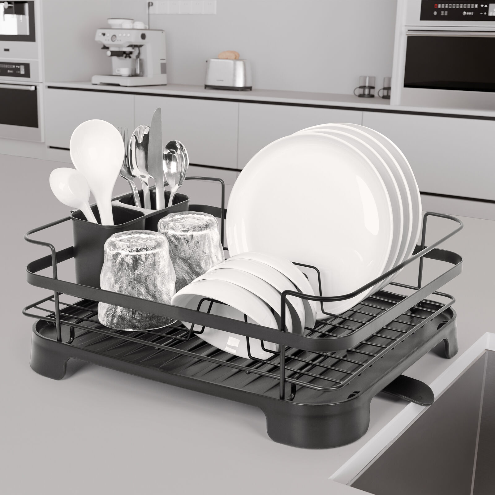 Steel Frame Dish Drying Rack Durable Steel Frame, Removable Utensil Holder, Compact Size for Small Kitchens & Apartments โ image 3
