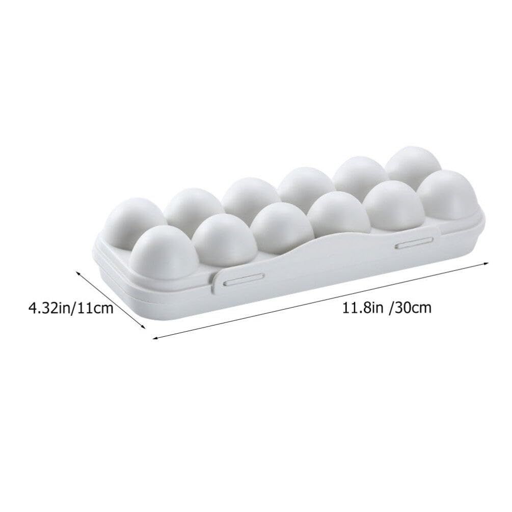 Egg Holder Refrigerator Egg Holder 12 Count Egg Storage Container Plastic Covered Egg Tray Dozen-section Carrier Bin with Lid — image 4