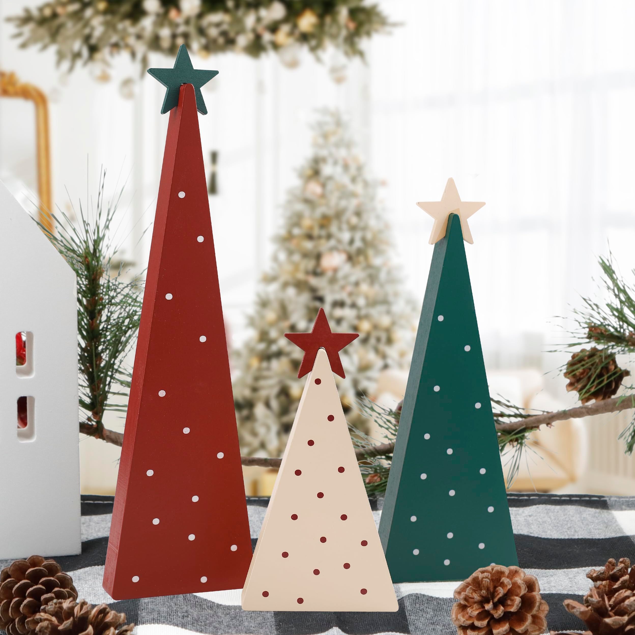 Christmas Decorations-Three Sizes Wooden Tree Sign with Star-Christmas Decorations for Home Shelf Mantel Fireplace Table Party โ image 2