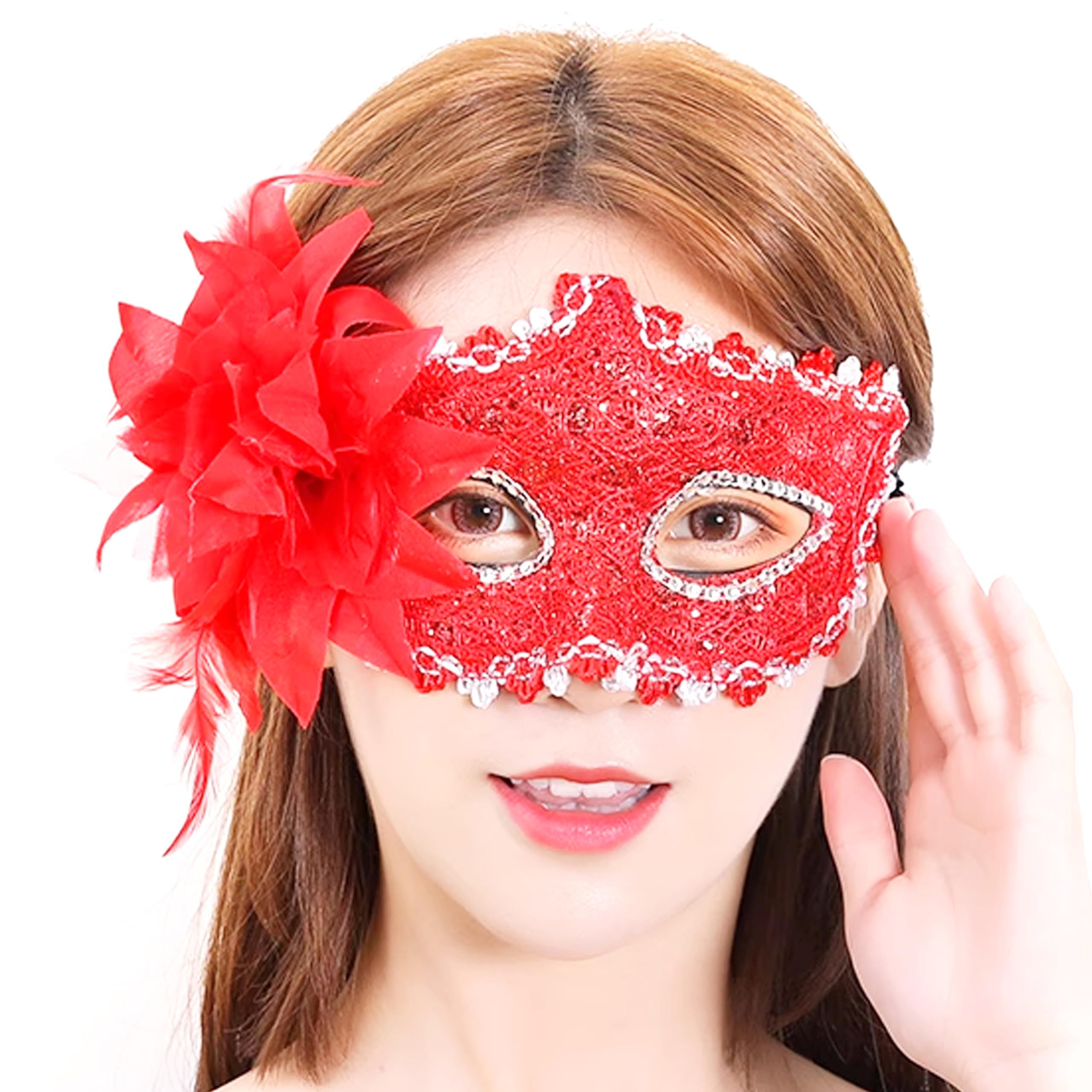 Masquerade Mask Women Venetian Mask with Flower Lace Masquerade for Halloween Christmas Mardi Gras Costume Party — image 5