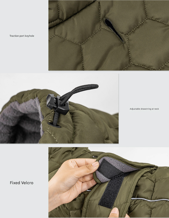 Size S Olive Green Warm Quilted Dog Winter Coat - Adjustable Fleece-Lined Puffer Vest with Reflective Trim & Leash Port — image 5