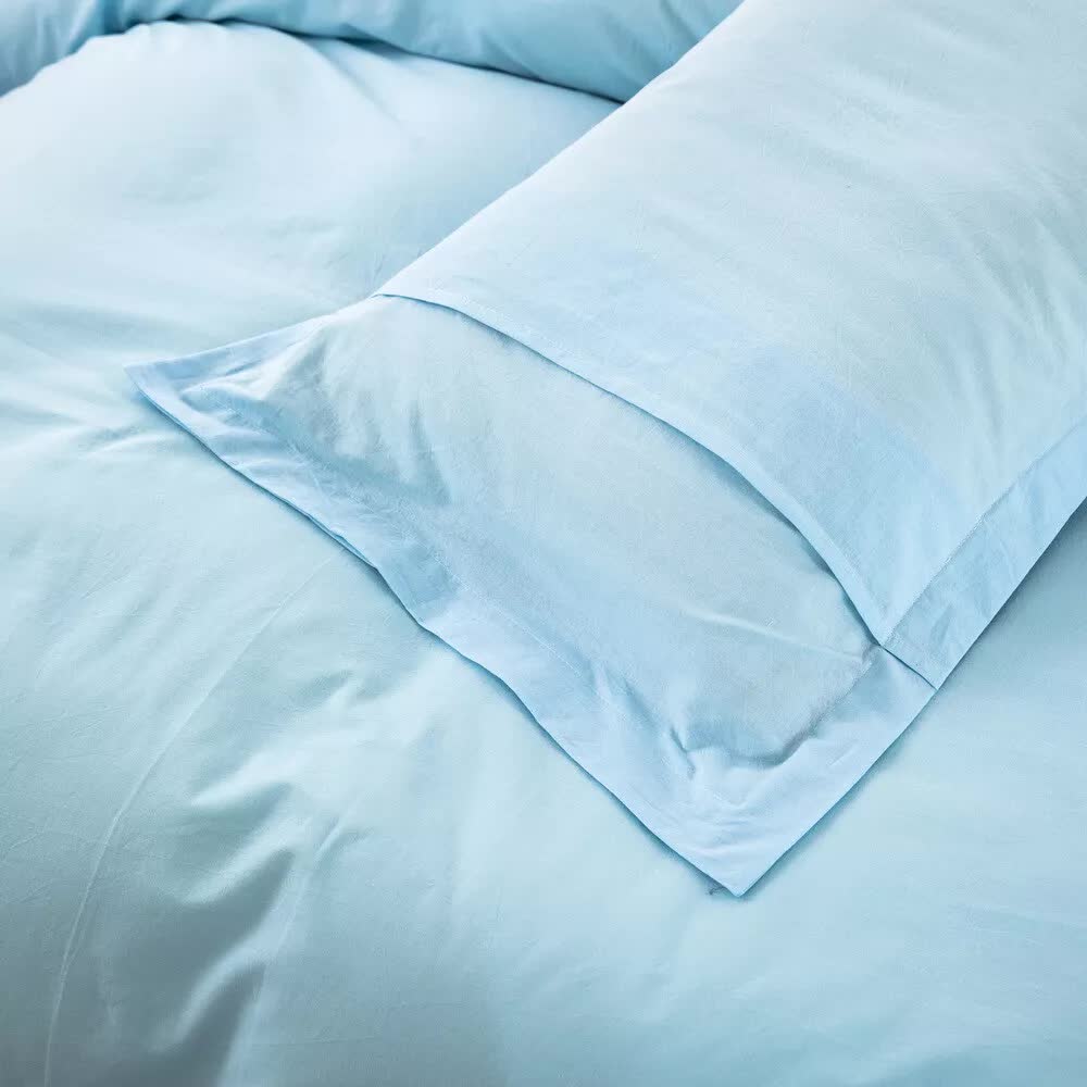 100% cotton Premium Doona Duvet Quilt Cover Set with Soft Pillowcases - Aqua-Super King — image 6