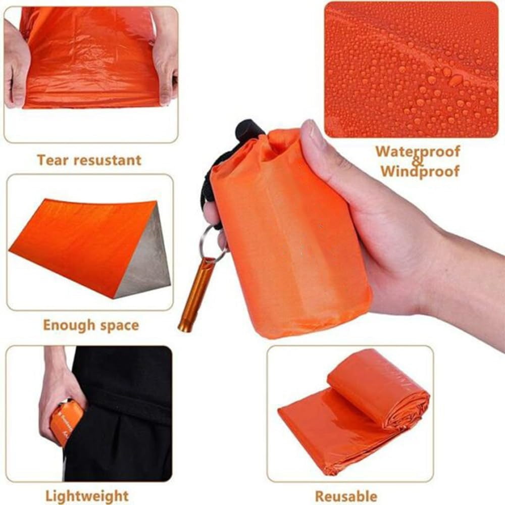 3 Pieces Emergency Sleeping Bag, Waterproof Emergency Sleeping Bags for Survival, Sleeping Bag,Pocket Size Survival Blanket, 213.4 x 91.4 cm โ image 4