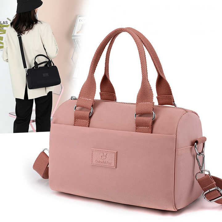 0486# Red Multifunctional Nylon Shoulder Bag - Lightweight and Spacious Handbag for Women, 27 × 18 × 14cm — image 2
