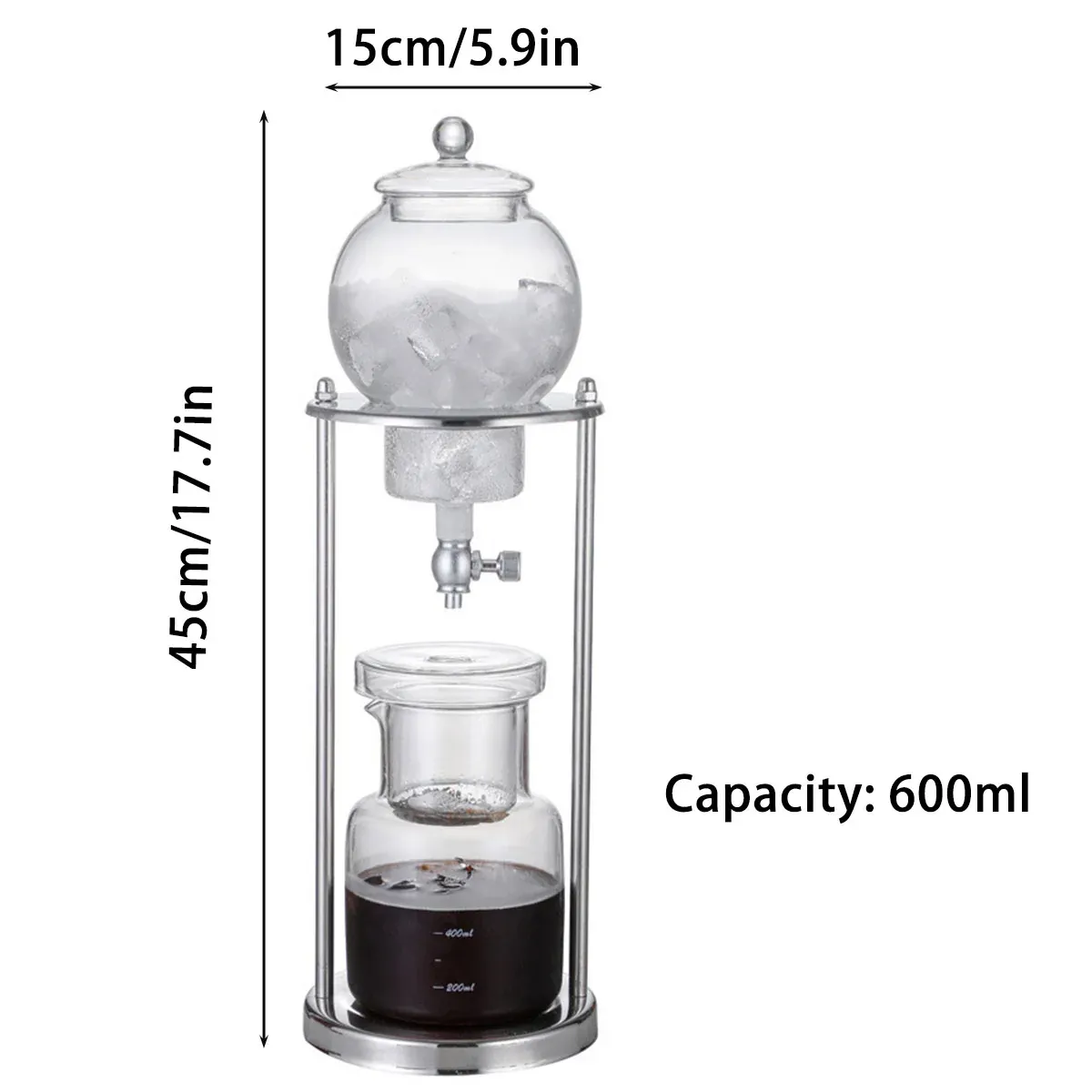 Cold Brew Coffee Maker Glass Ice Drip Pot Cold Brewer Manual Brewing Equipment — image 3