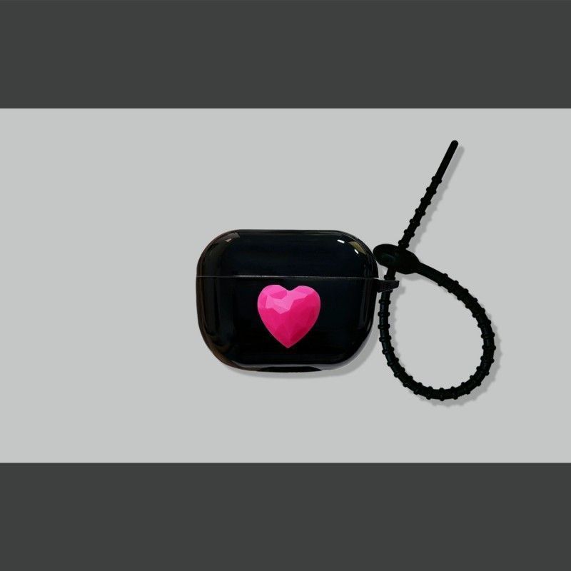 Rose Red Heart on Black Case + Black Wrist Strap AirPods 1/2 — image 2