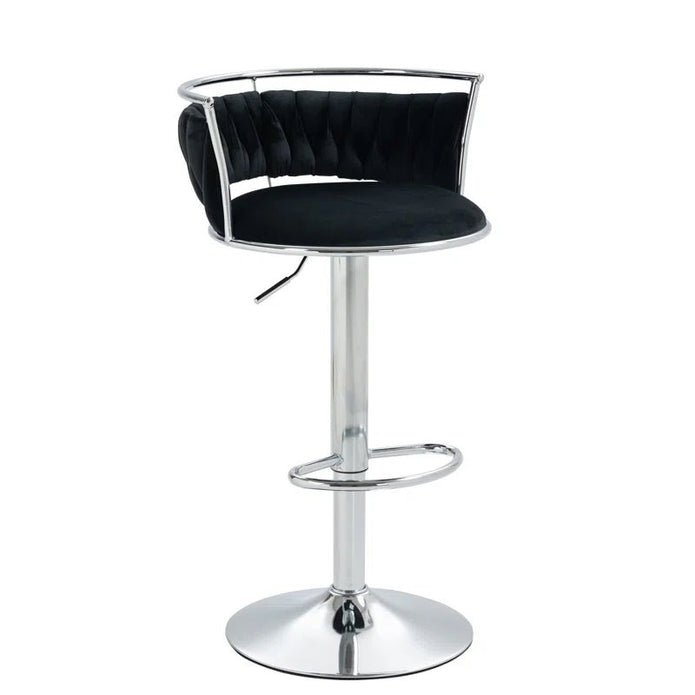 SERENITà Silver Swivel Upholstered Velvet Adjustable Height Counter Stool with Metal Frame Black (Set of 2) — image 2