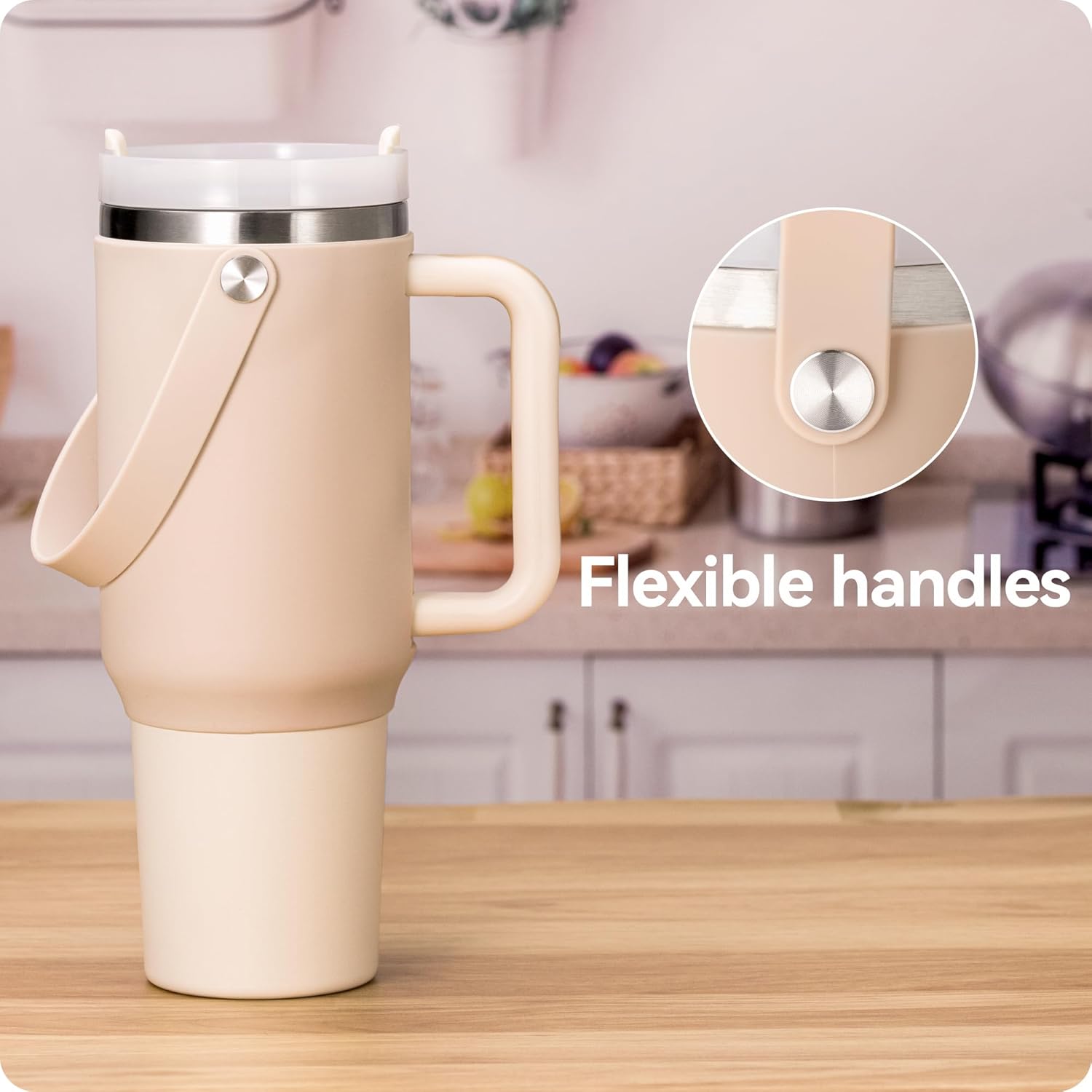 BPA - Free Silicone Carry Handle: Durable Accessory for Stanley Quencher 40oz (Black) โ image 3