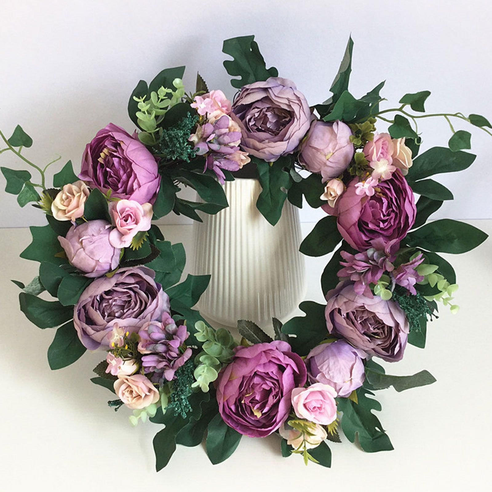 Front Door Wreath 16.5in Diameter Artificial Flowers Bright Colors Wall Floral Wreath for Decoration — image 4