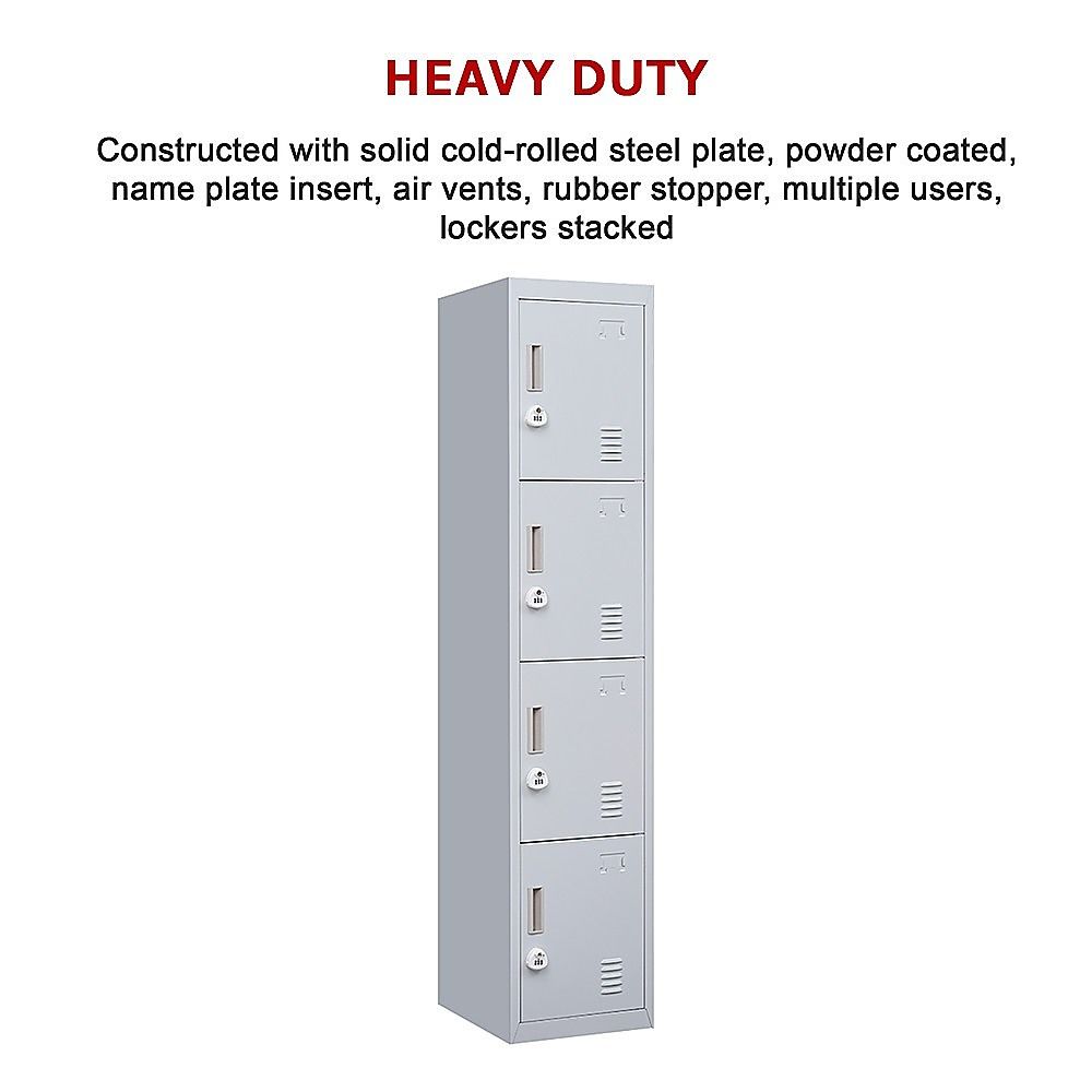 4-Door Vertical Locker for Office Gym Shed School Home Storage — image 6