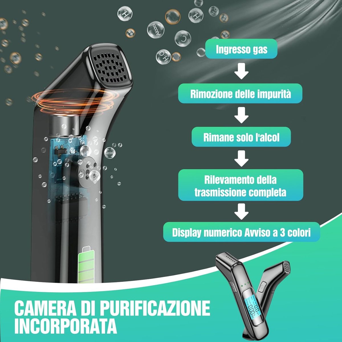 Breathalyzer - Digital Breathalyzer - Portable Breathalyzer - With HD LED and high-sensitivity chip - USB rechargeable - Highly accurate breathalyzer for drunk โ image 5