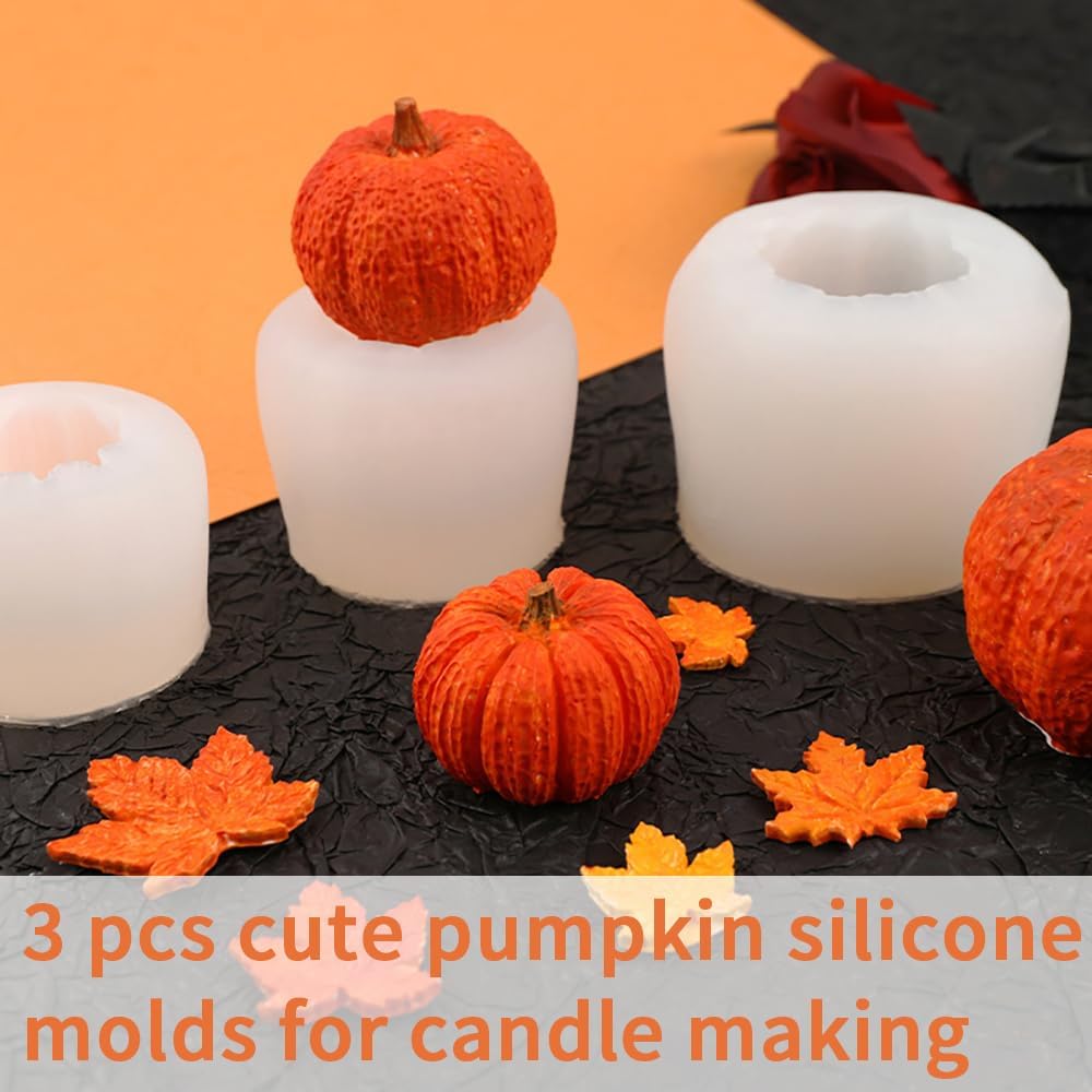 3 Piece Silicone Pumpkin Mould Set 3 Sizes Candle and Chocolate Mould Baking Tray — image 4