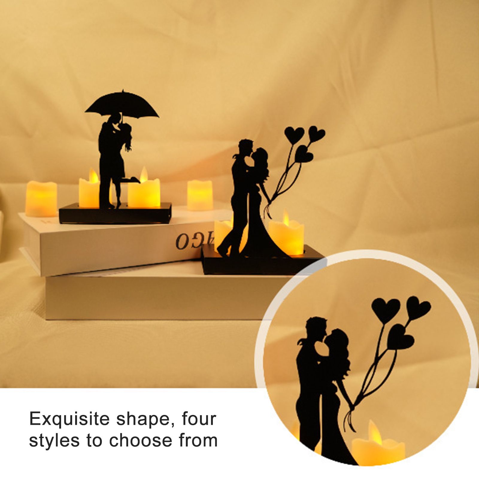 Iron Candle Holder Romantic Couple Candle Statue Gifts for Couple for Wedding Anniversary β image 4